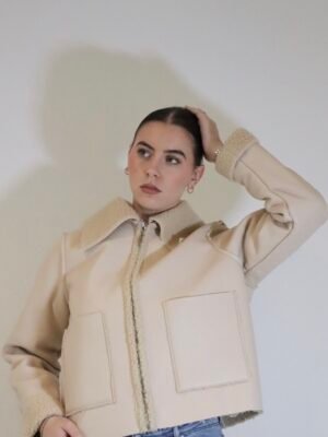 Veste SIMBA Similicuir fourrée - Beige
