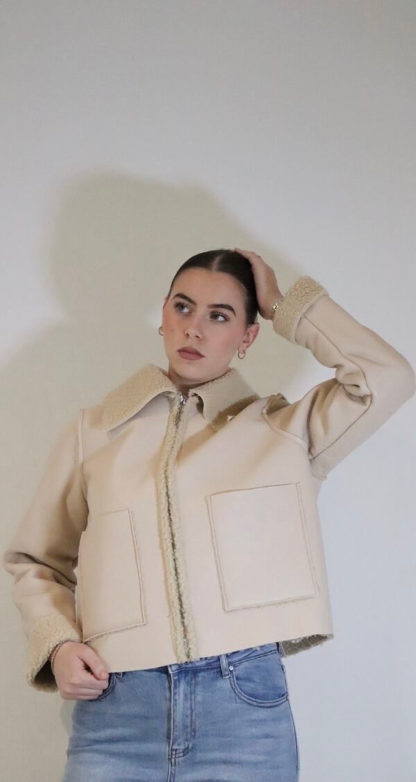 Veste SIMBA Similicuir fourrée - Beige