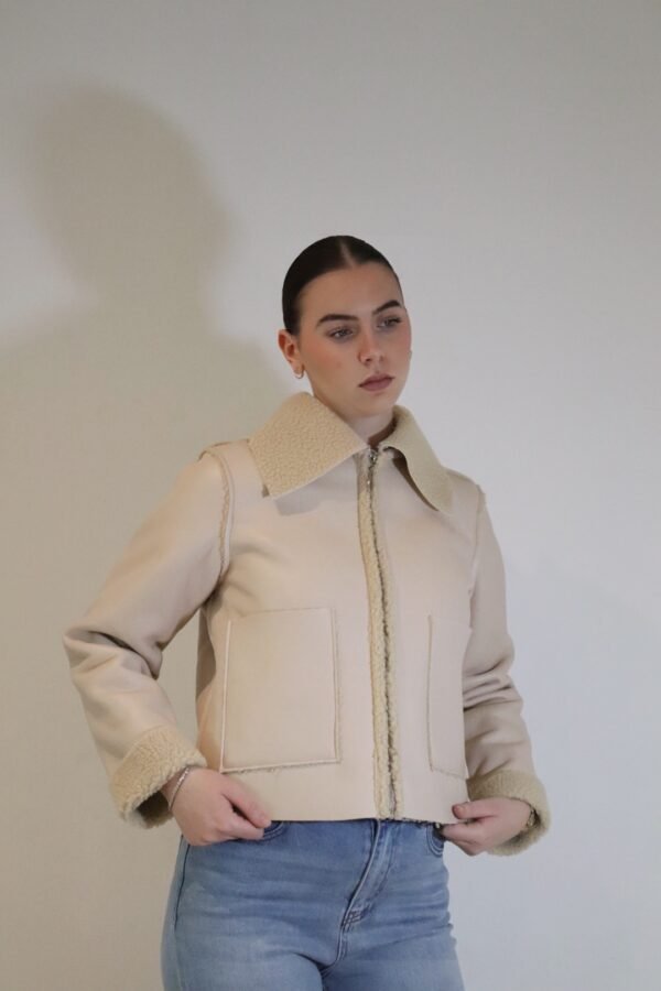Veste SIMBA Similicuir fourrée - Beige – Image 3