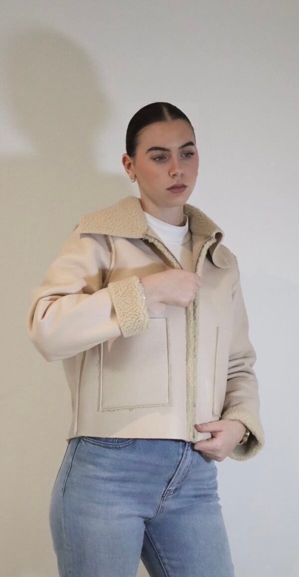 Veste SIMBA Similicuir fourrée - Beige – Image 2