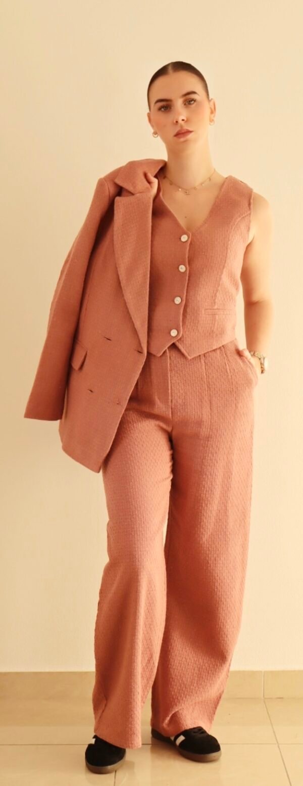 Veste blazer courte sans manches TWEED DUSTY - Vieux Rose