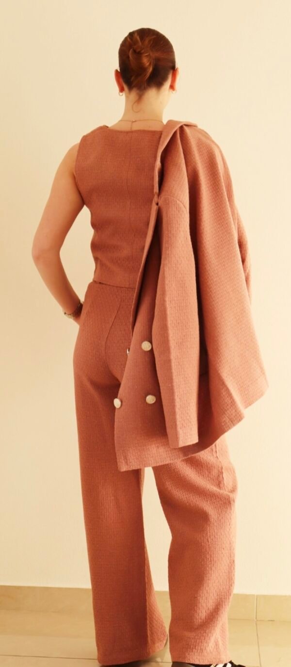Veste blazer courte sans manches TWEED DUSTY - Vieux Rose – Image 2