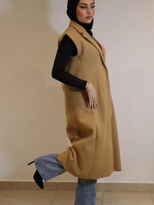 Manteau ZARA long sans manche - Beige