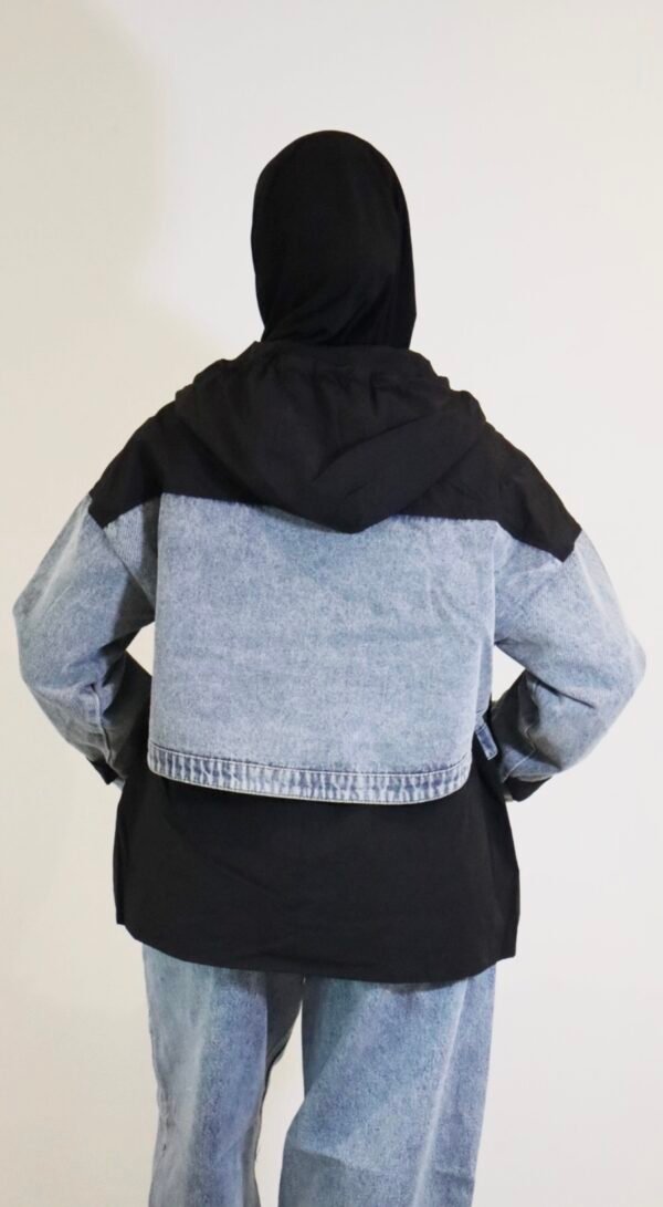 Veste coupe vent MARIANA -Jean Bleu et Noir – Image 4