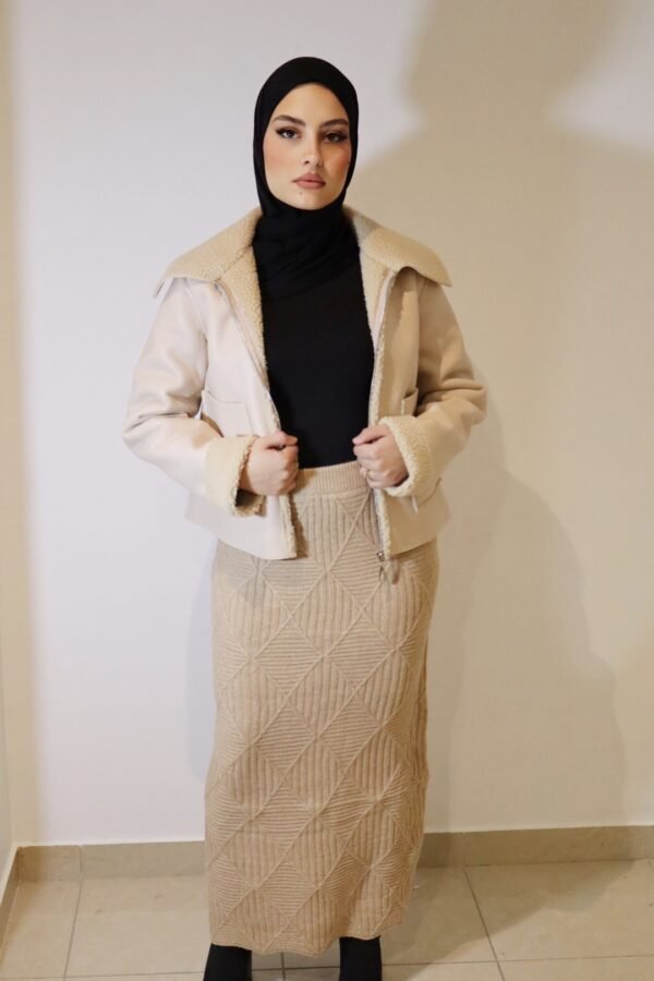 Veste SIMBA Similicuir fourrée - Beige – Image 4